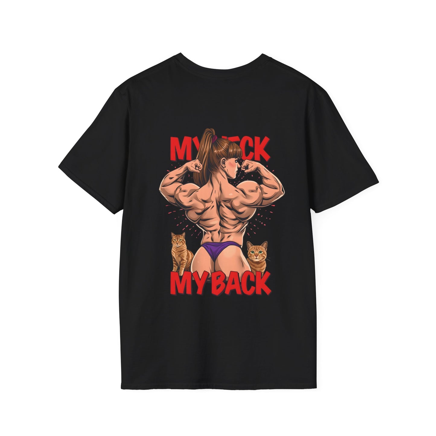 Culture Rep  cheeky "My Back" Graphic T-Shirt — Muscle Girl & Cats Fitness Tee
