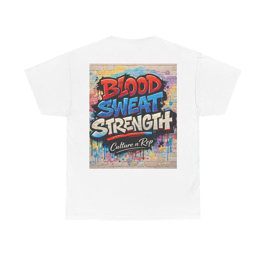 Blood Sweat Strength Tee — Graffiti Fitness Shirt